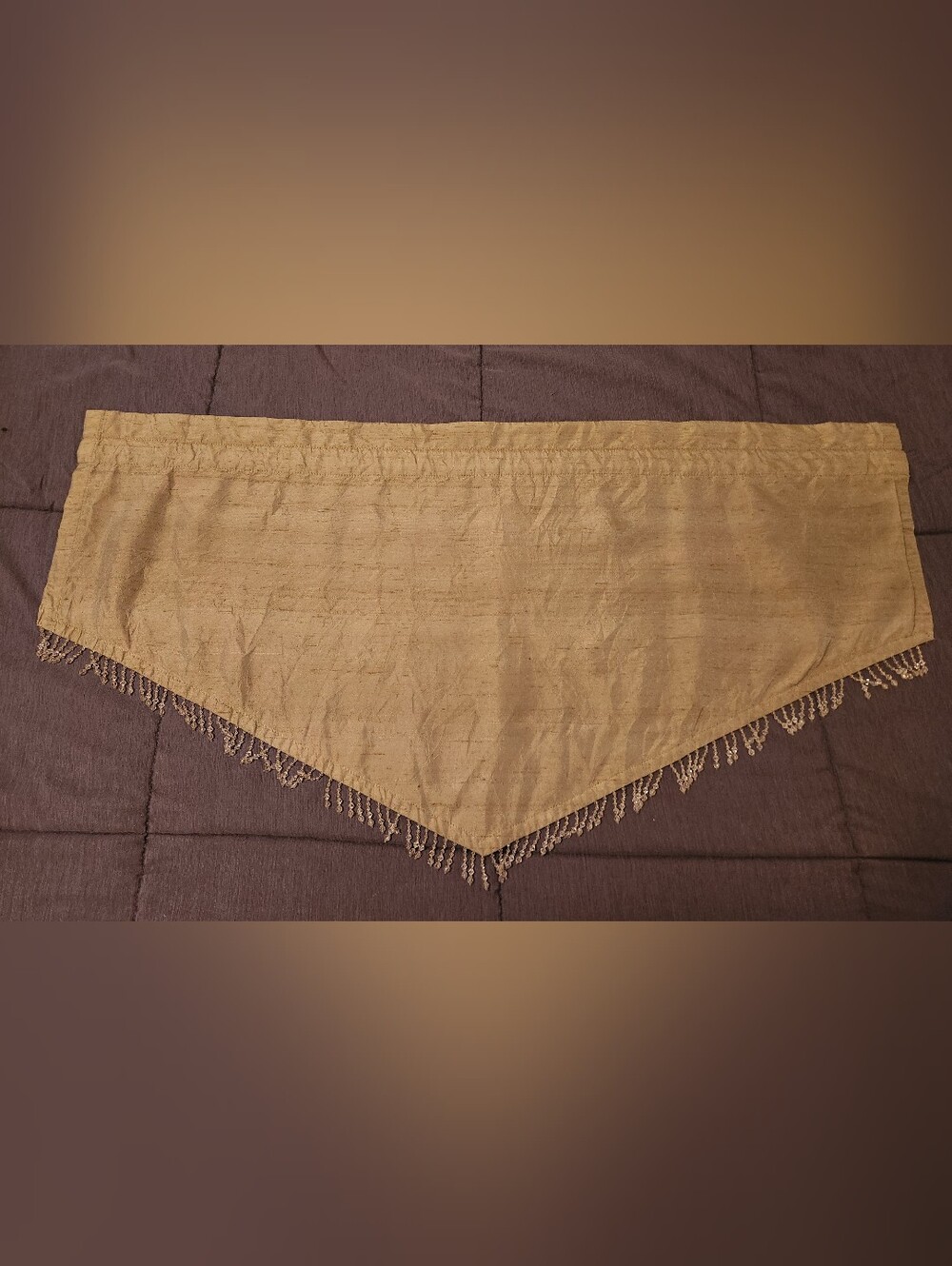 Sage Green Window Valance With Beaded Trim